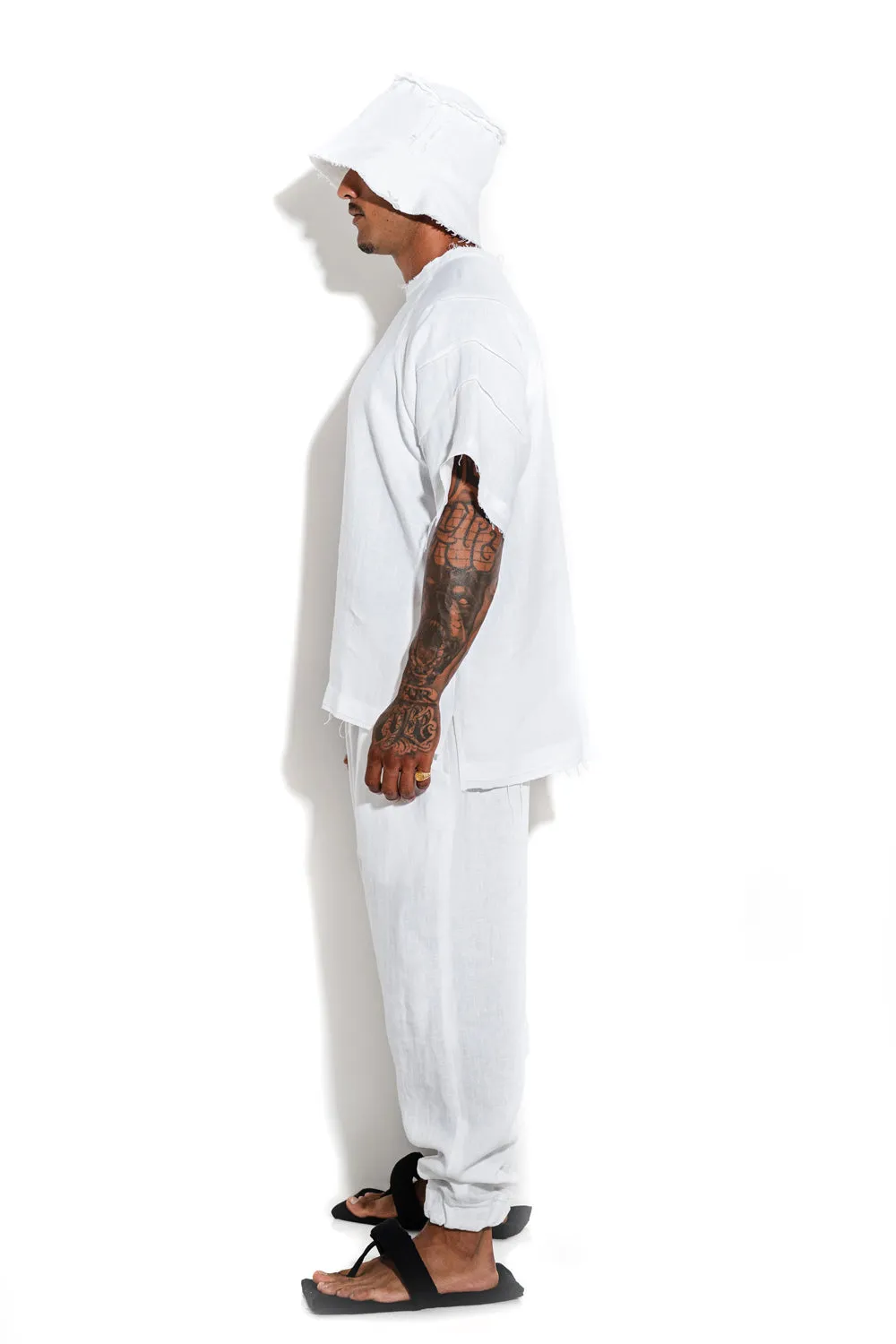 Linen T-shirt with textured sleeves sold by MDNT:45 product image thumbnail 2