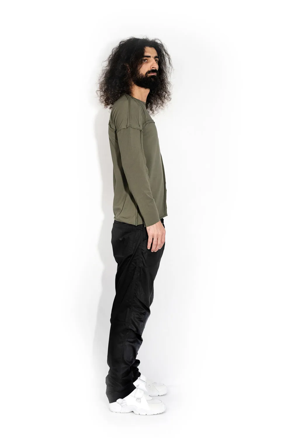 Khaki Stitch Accent Long Sleeve T-shirt sold by MDNT:45 product image thumbnail 5