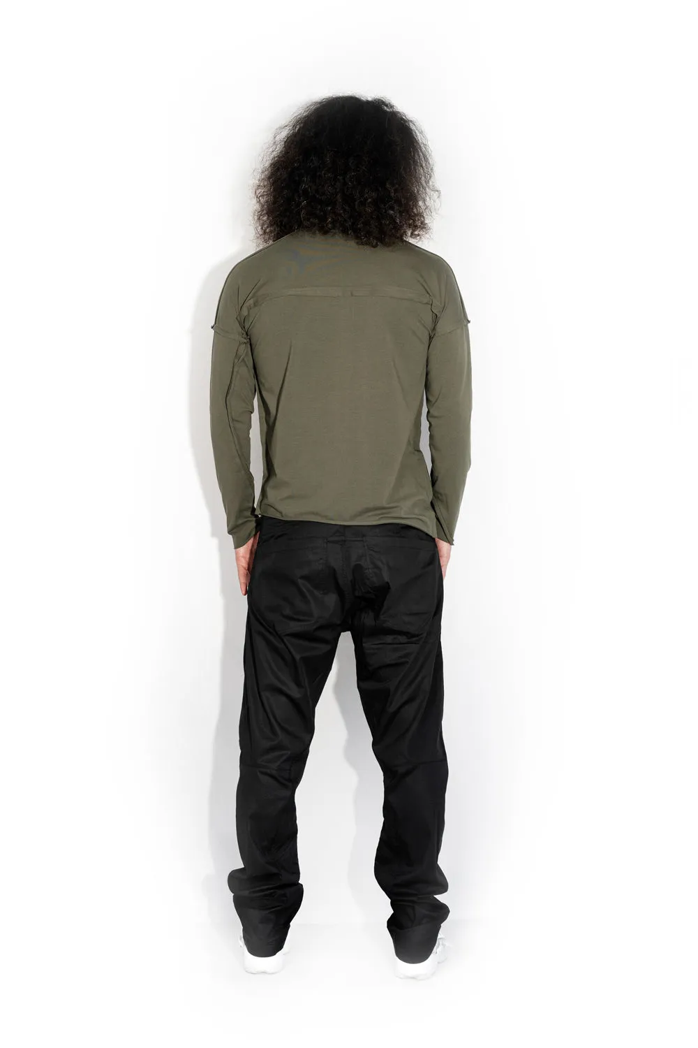 Khaki Stitch Accent Long Sleeve T-shirt sold by MDNT:45 product image thumbnail 4