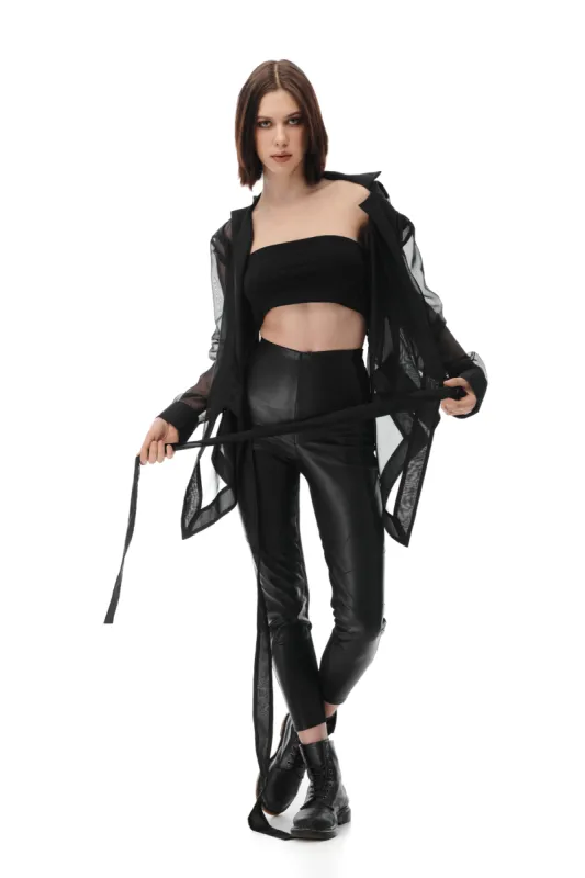 Black Sheer Lotus Shirt sold by MDNT:45