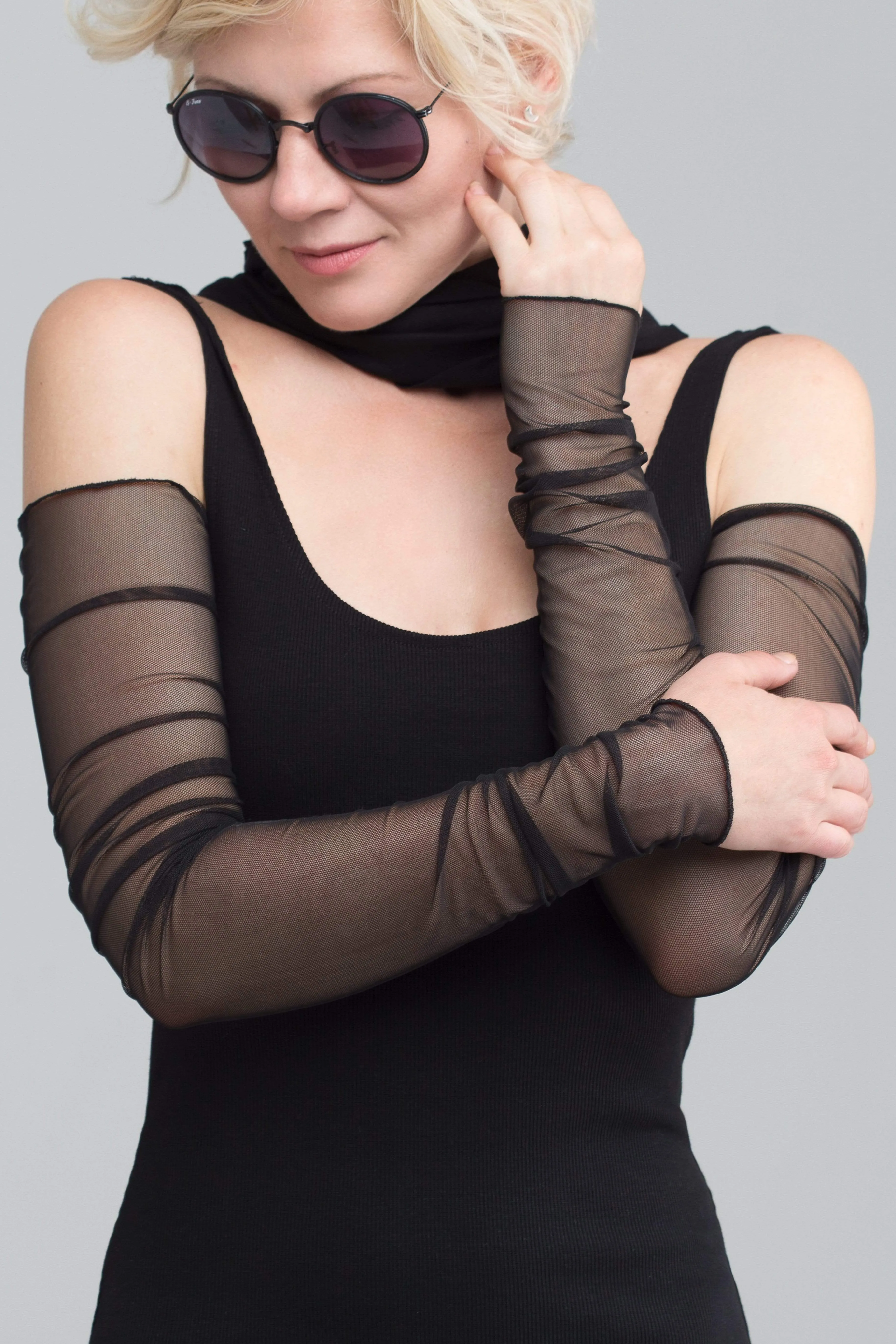 Long mesh fingerless gloves sold by MDNT:45