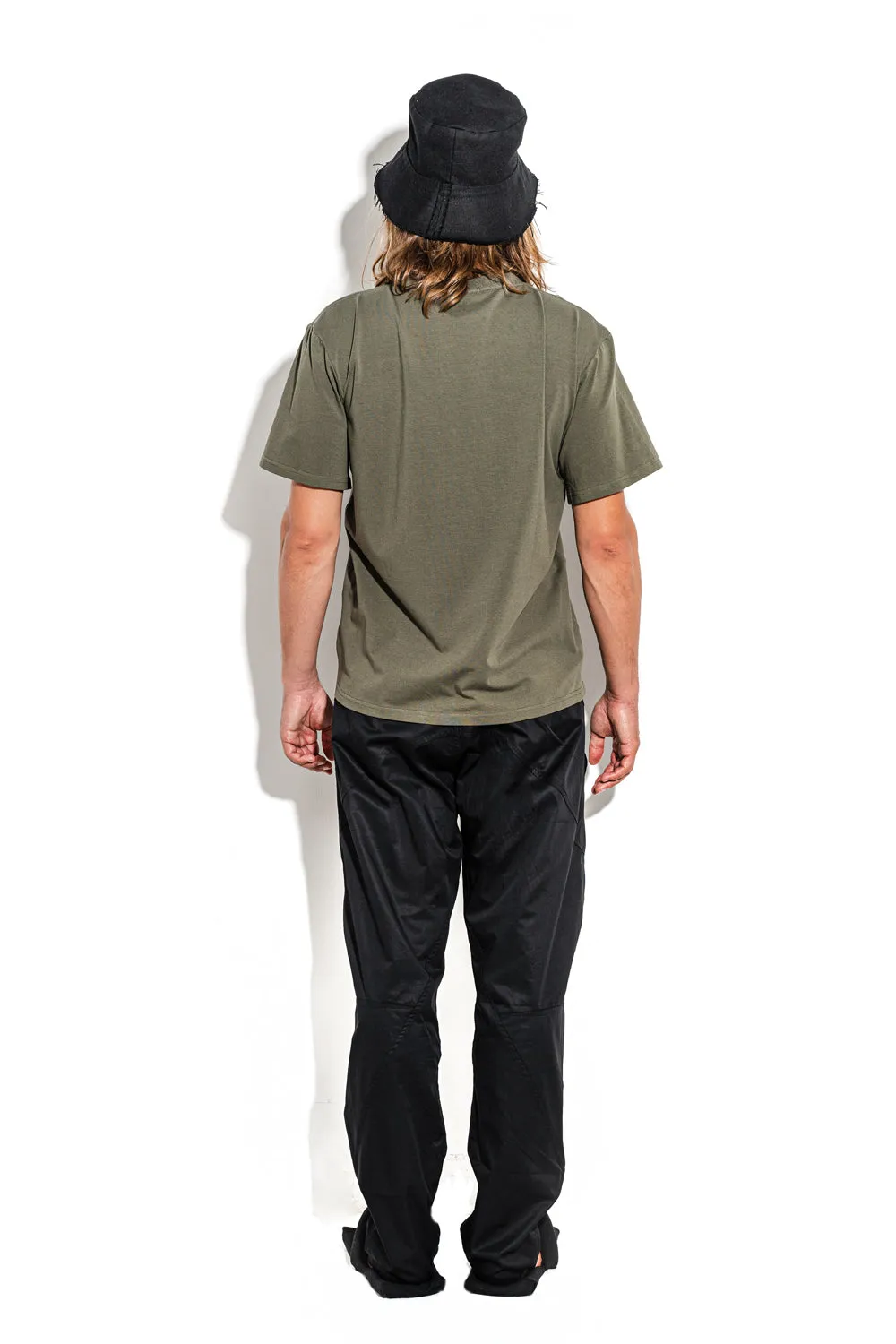 Khaki T-shirt with a geometric seam sold by MDNT:45 product image thumbnail 3
