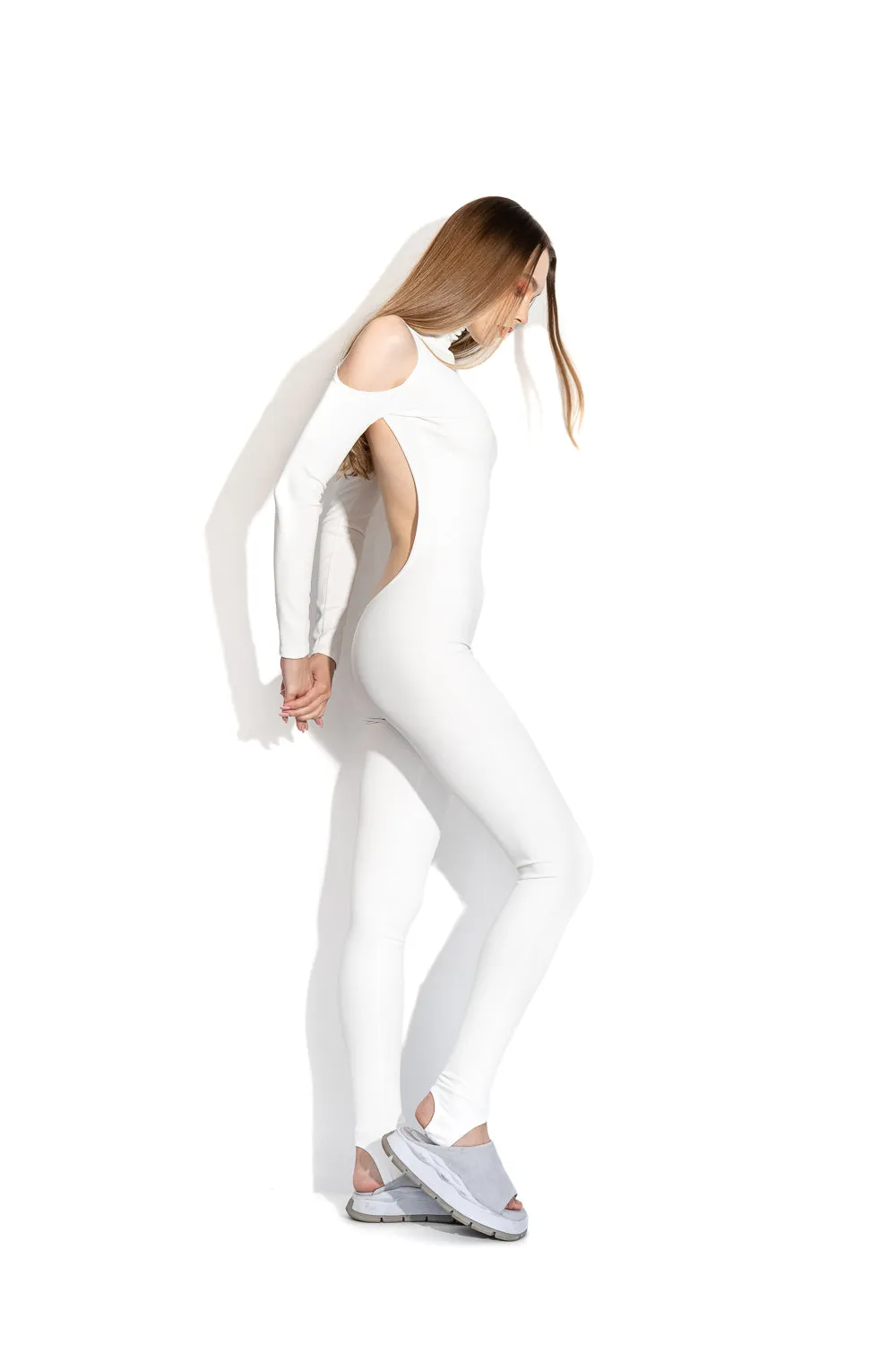 White grand open-back bodysuit sold by MDNT:45 product image thumbnail 5