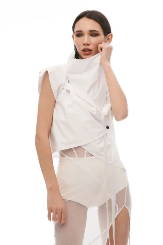 White cropped jacket sold by MDNT:45