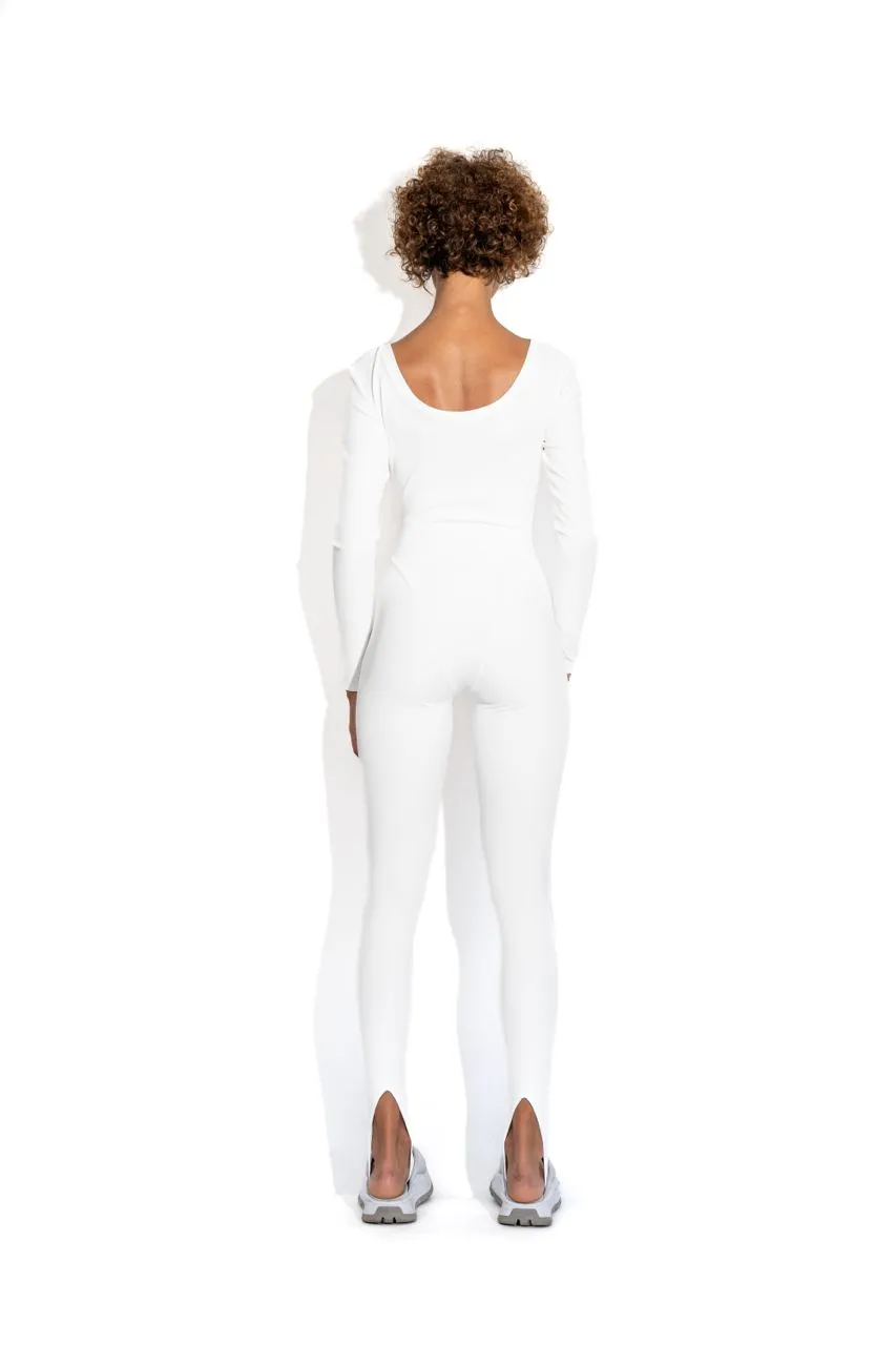 White long stirrup bodysuit sold by MDNT:45 product image thumbnail 5