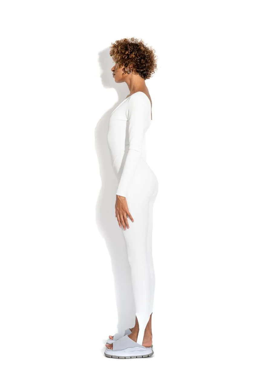 White long stirrup bodysuit sold by MDNT:45 product image thumbnail 3