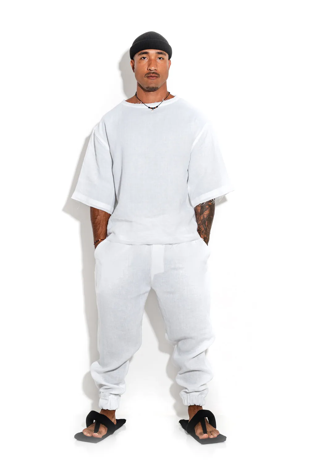 Linen joggers sold by MDNT:45