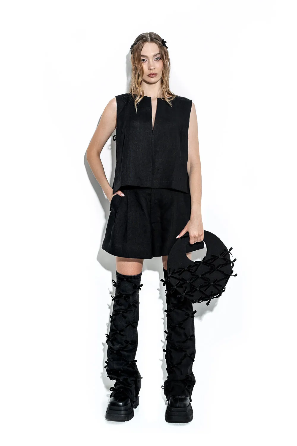 Linen boxy top sold by MDNT:45