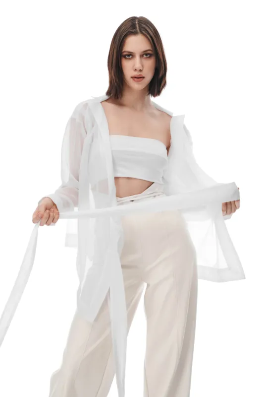 White Sheer Lotus Shirt sold by MDNT:45