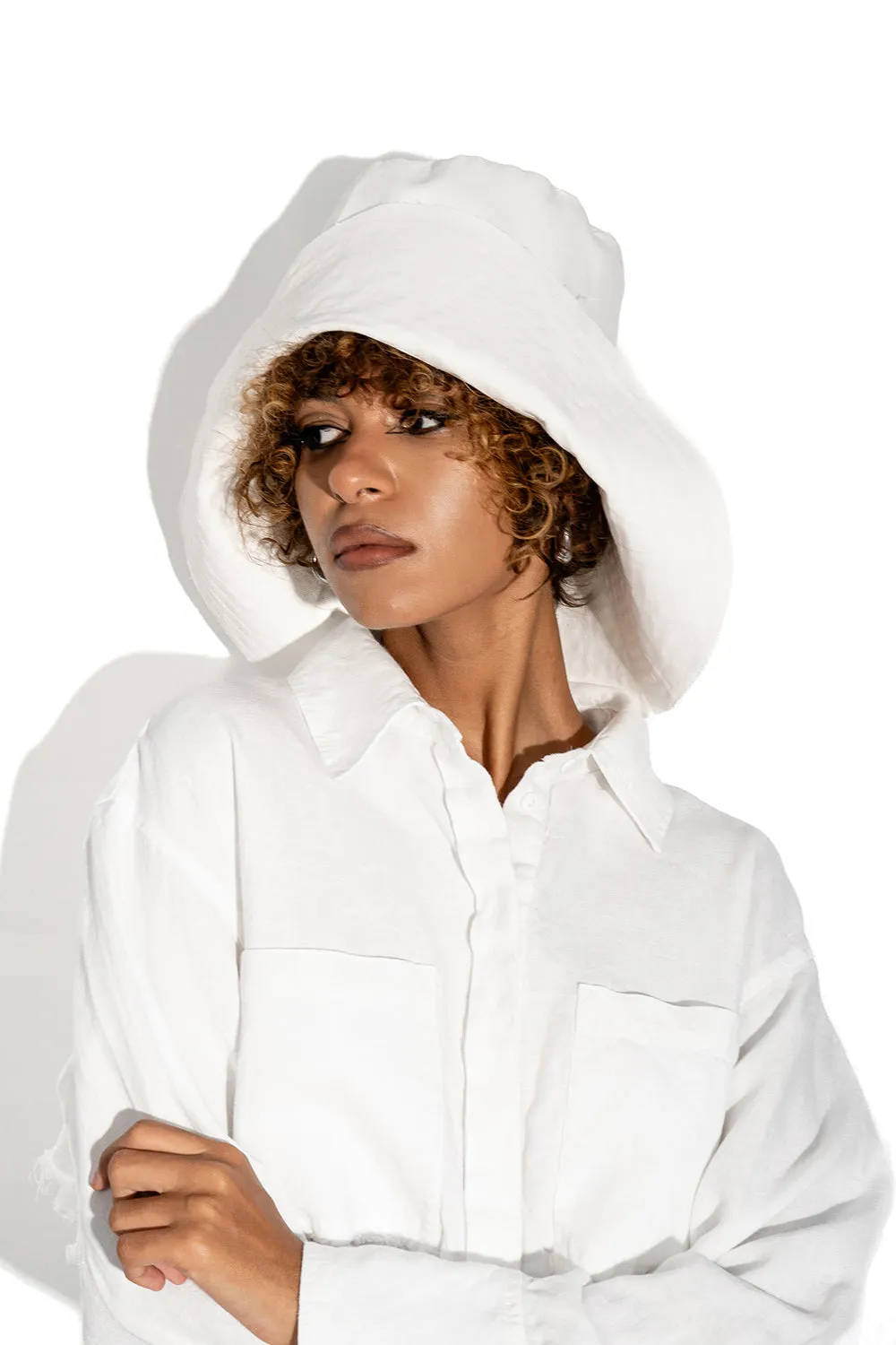 Foldable black linen hat sold by MDNT:45 product image thumbnail 3