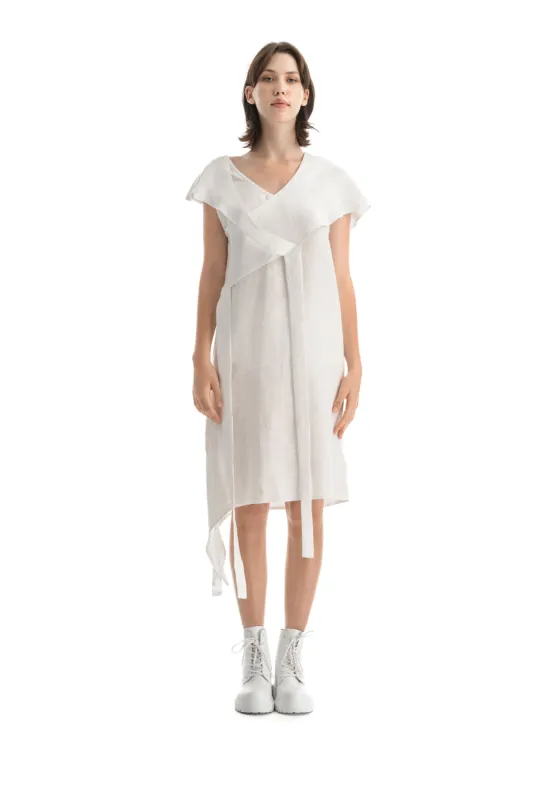 Linen White Asymmetric Dress sold by MDNT:45