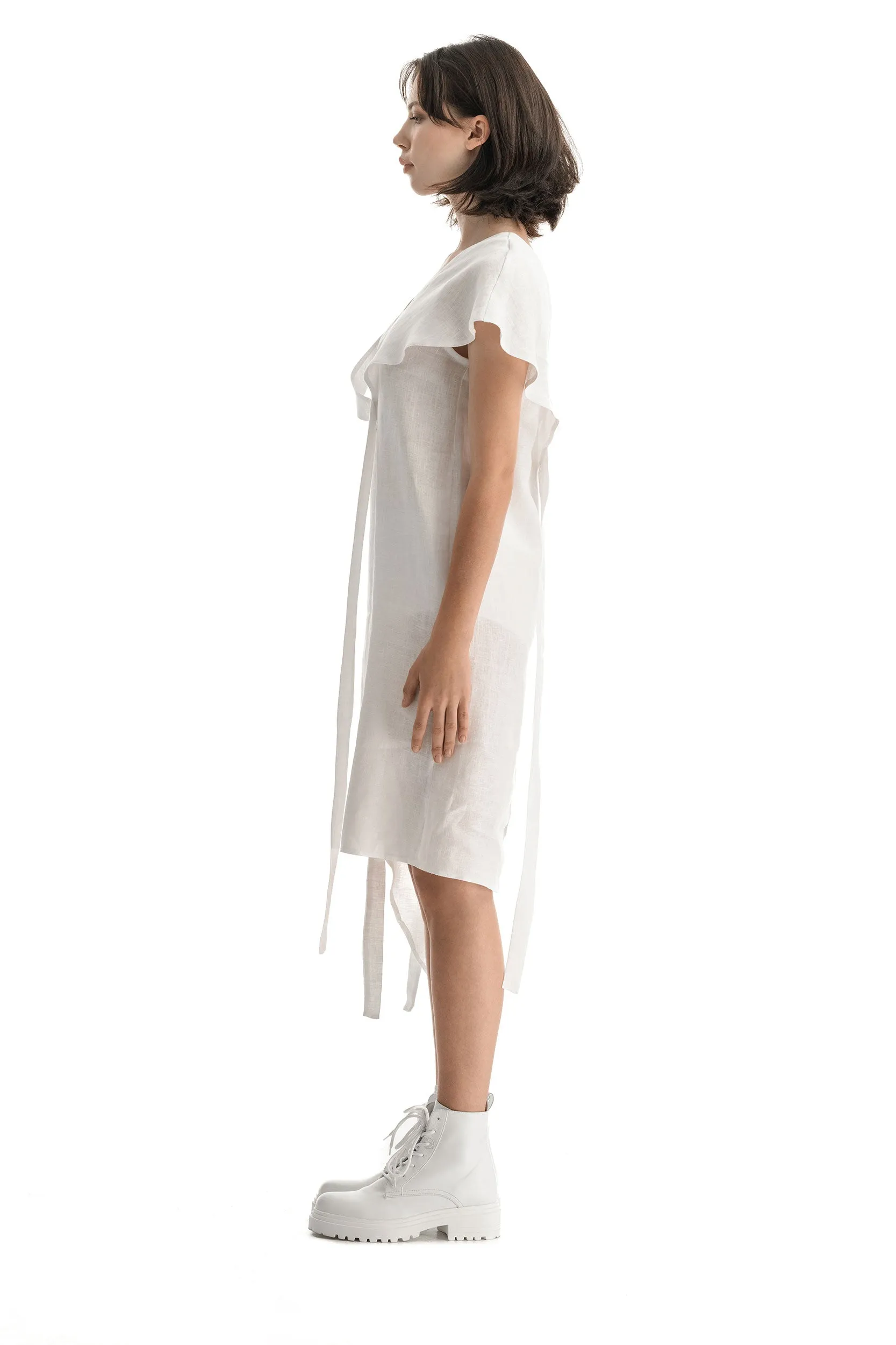 Linen White Asymmetric Dress sold by MDNT:45 product image thumbnail 2