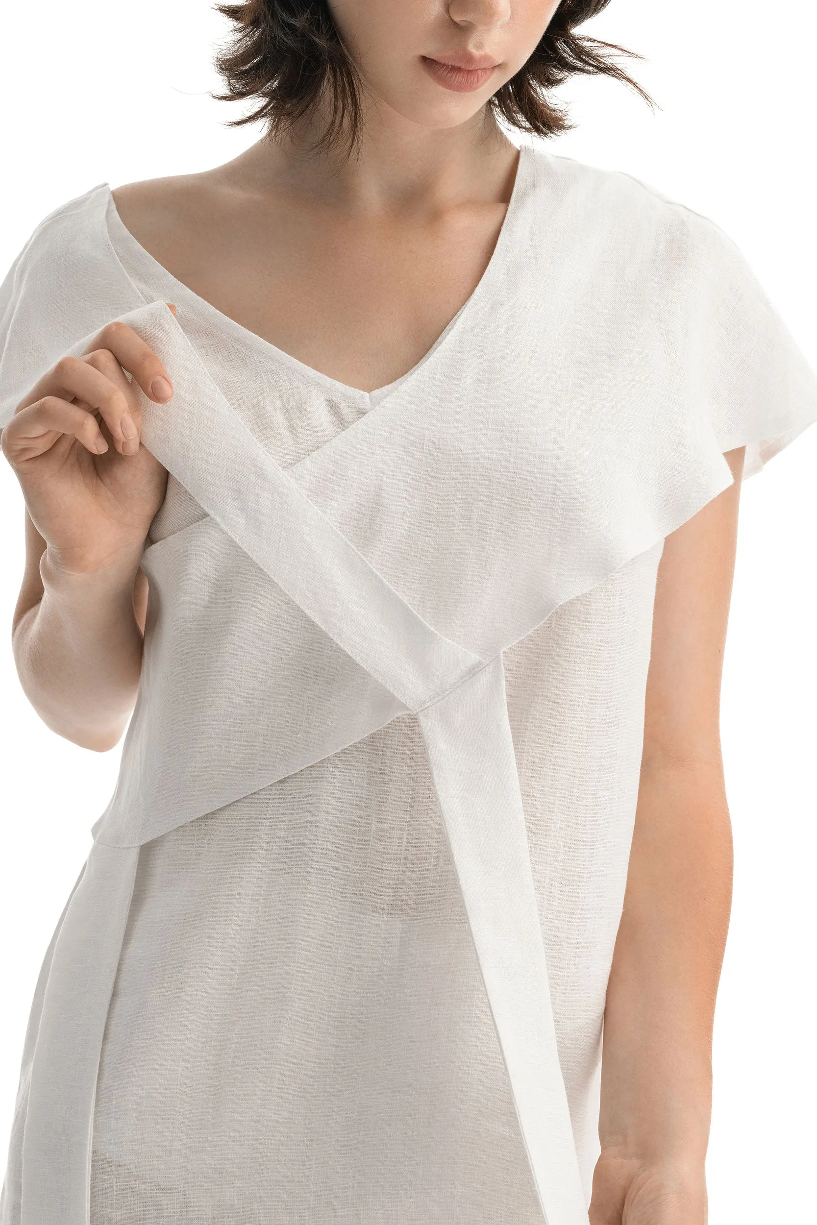 Linen White Asymmetric Dress sold by MDNT:45 product image thumbnail 5