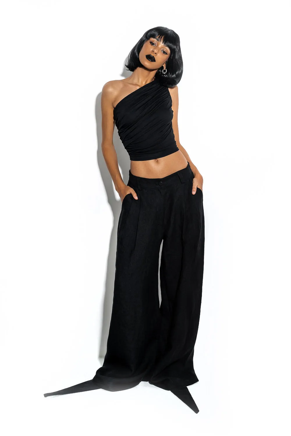 Draped one-shoulder top sold by MDNT:45