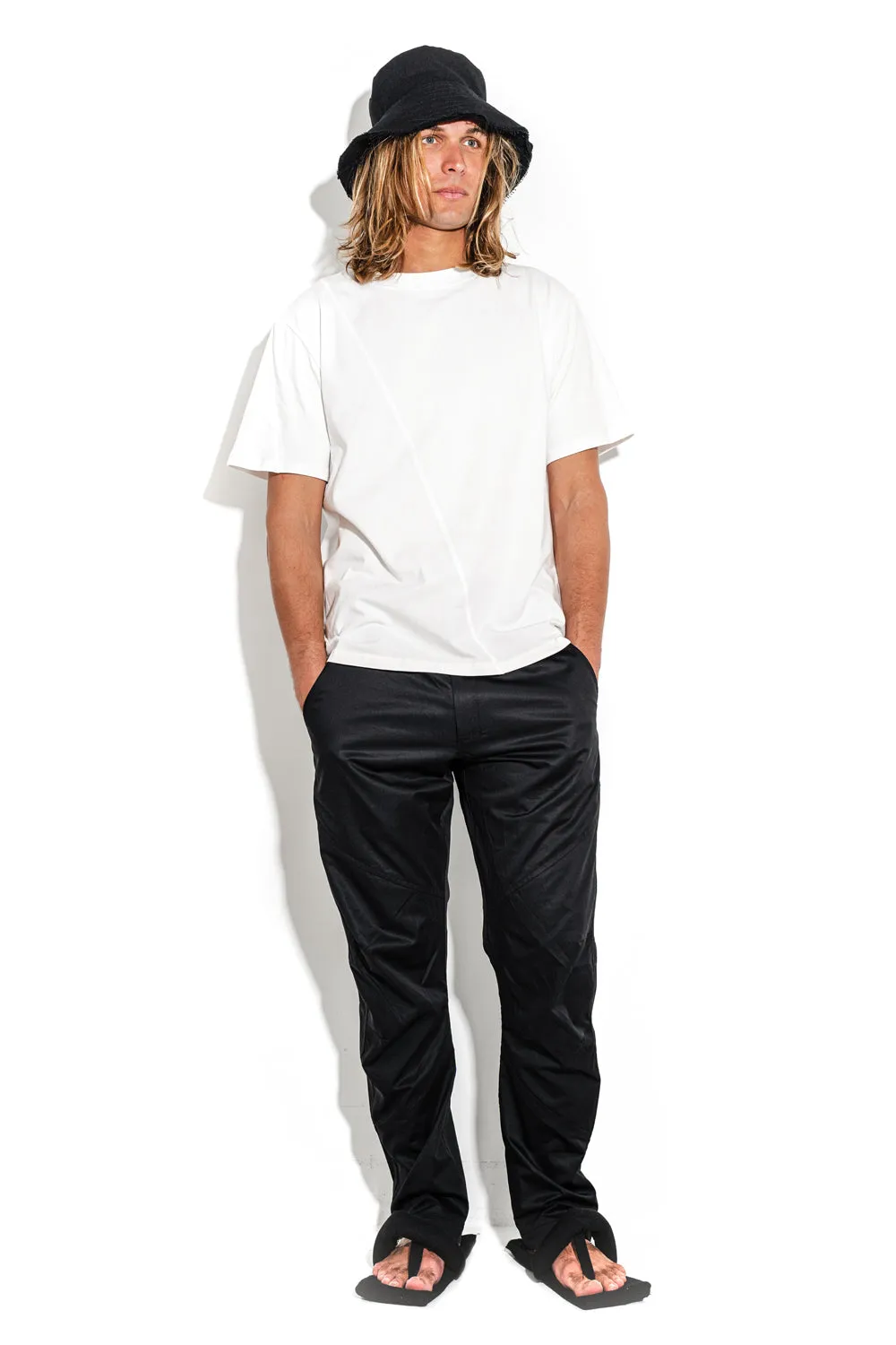 White T-shirt with a geometric seam sold by MDNT:45