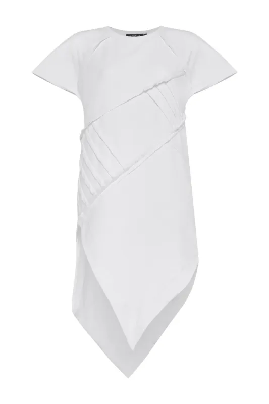Asymmetric white T-shirt dress sold by MDNT:45