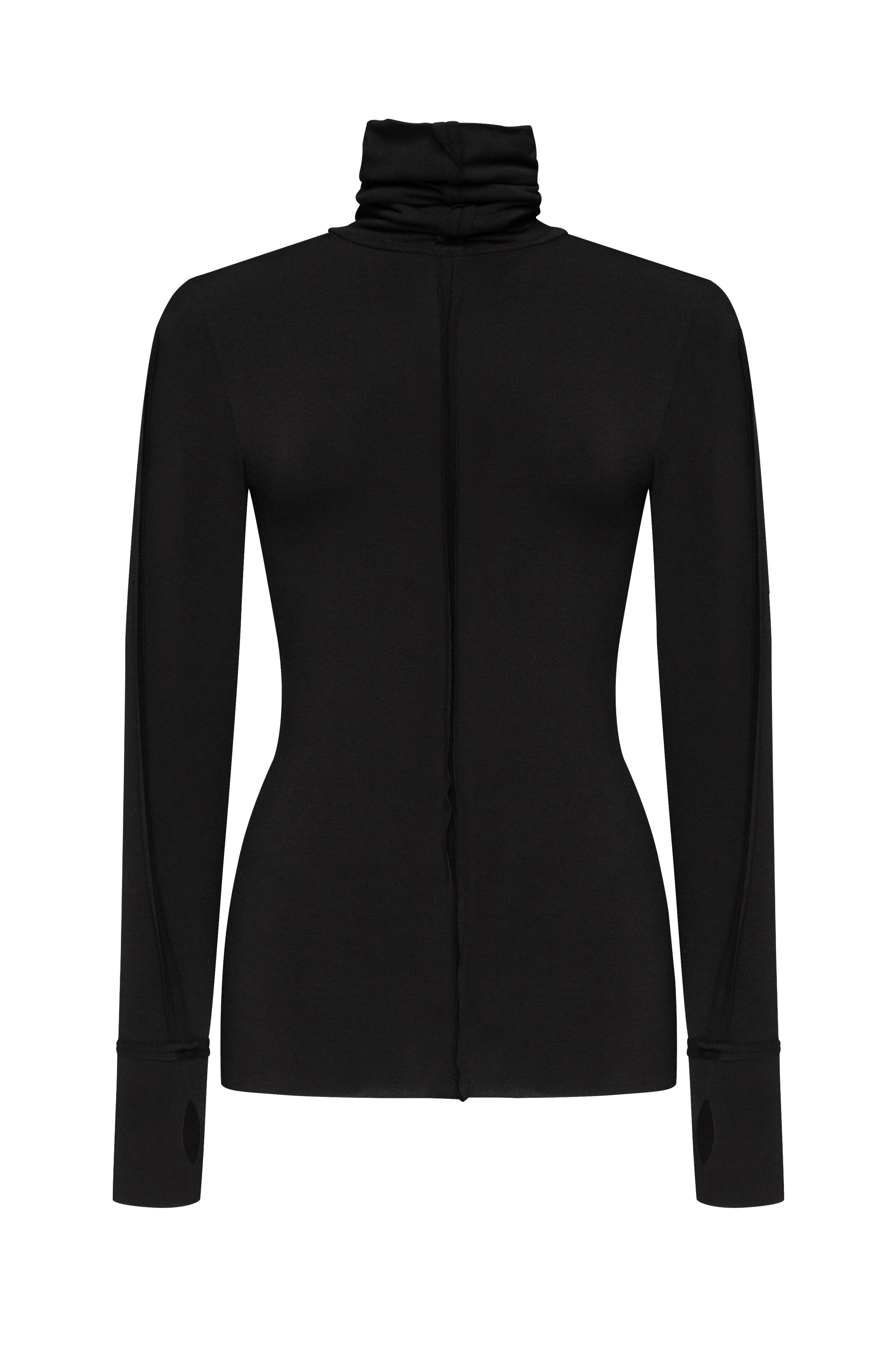 Black turtleneck top sold by MDNT:45