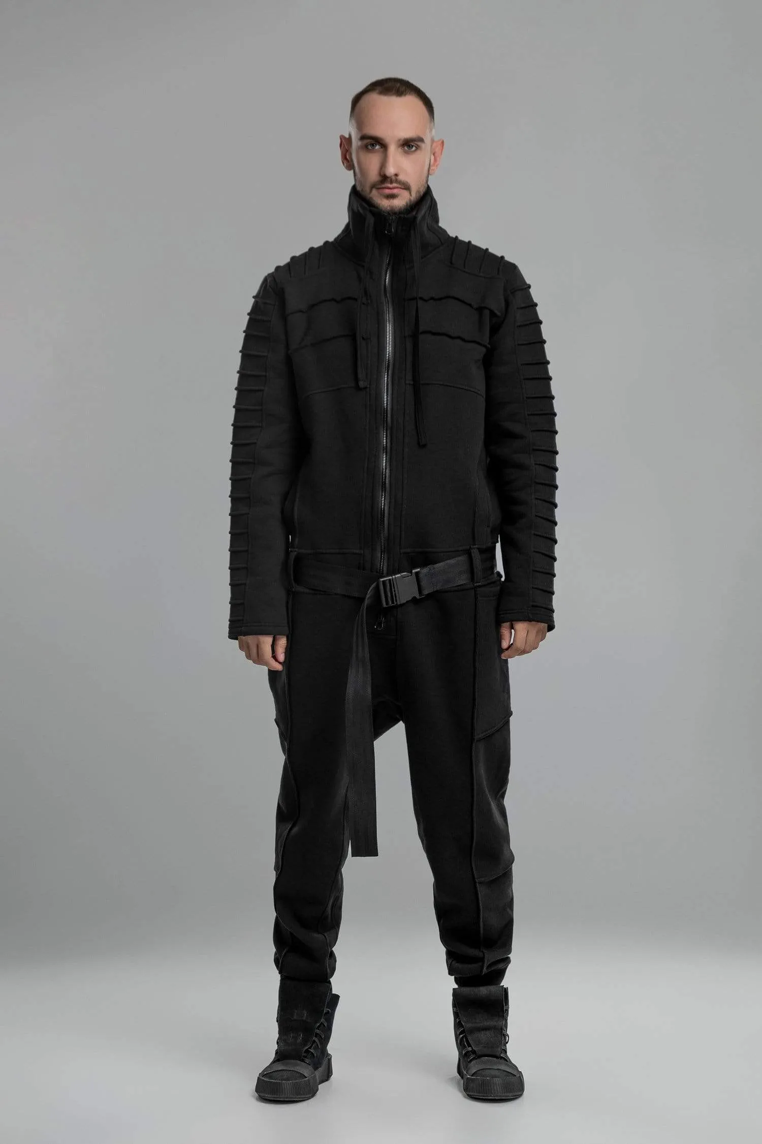 Black Techwear Cotton Jumpsuit sold by MDNT:45 product image thumbnail 4