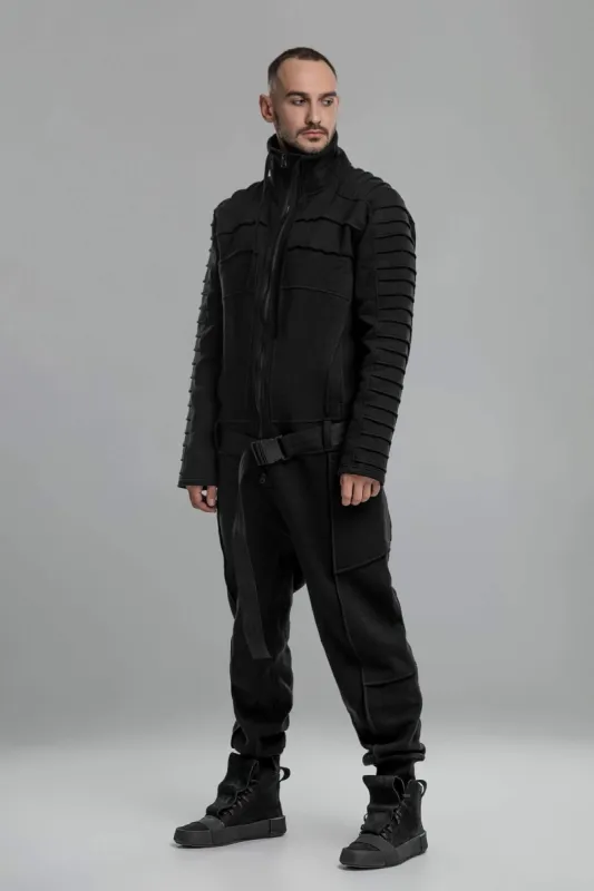 Black Techwear Cotton Jumpsuit sold by MDNT:45