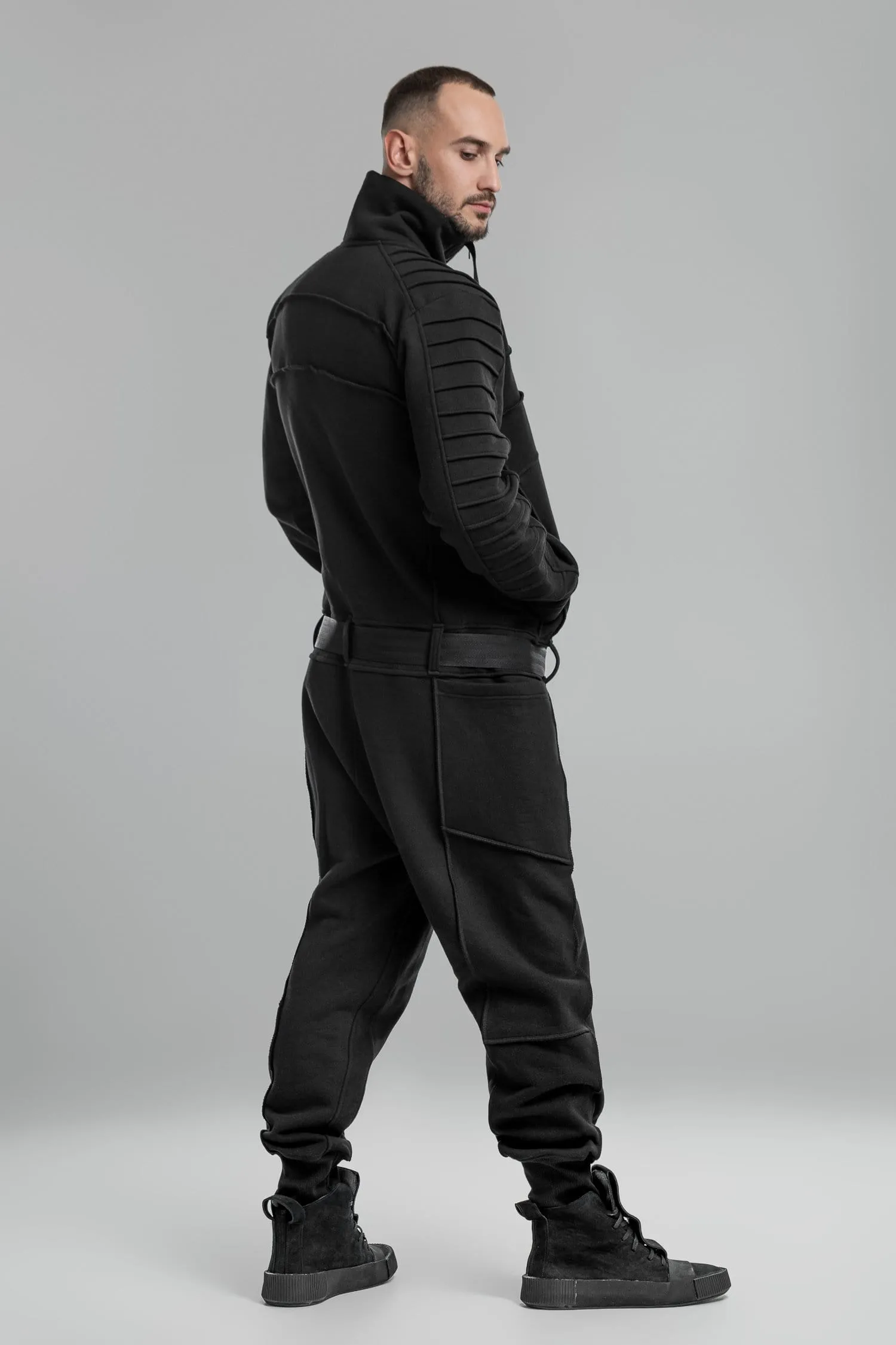 Black Techwear Cotton Jumpsuit sold by MDNT:45 product image thumbnail 5