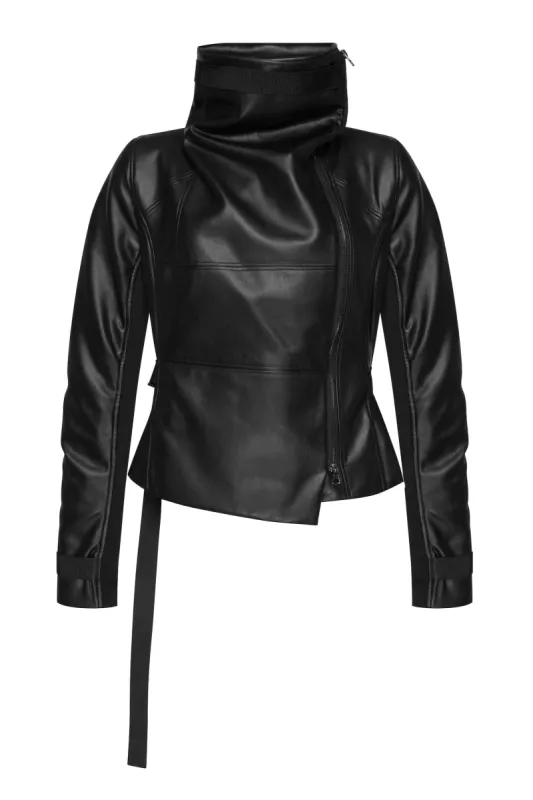 Black Faux Leather Jacket sold by MDNT:45