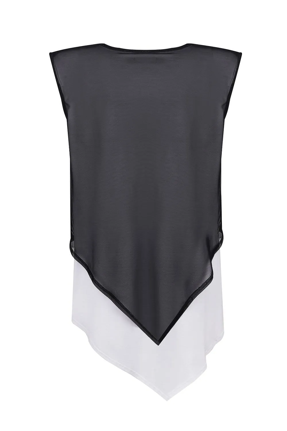 Asymmetrical white shirt with black mesh top sold by MDNT:45 product image thumbnail 2