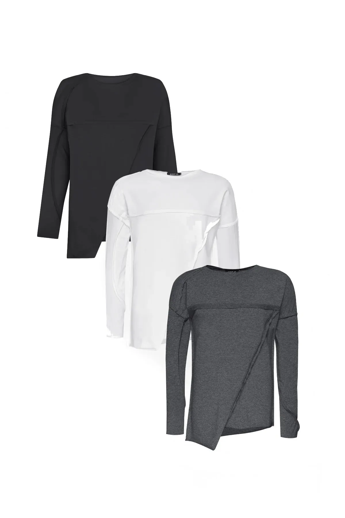 Bundle: Black, White and Grey Long Sleeve T-shirt sold by MDNT:45