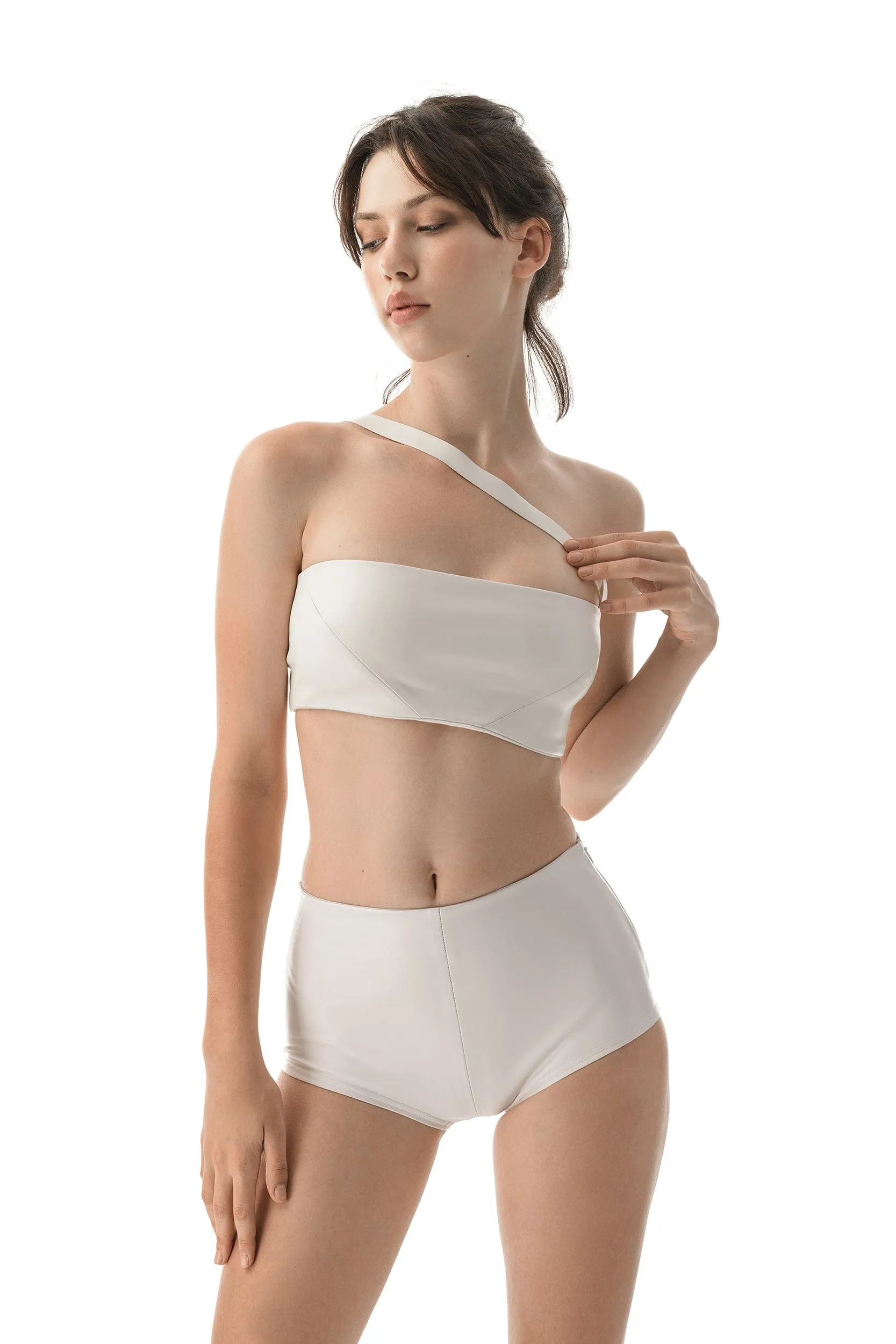 Leather top Zoni White sold by MDNT:45