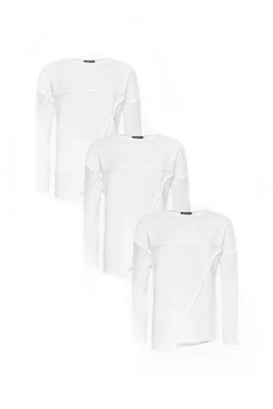 Bundle: 3x White Long Sleeve T-shirt sold by MDNT:45