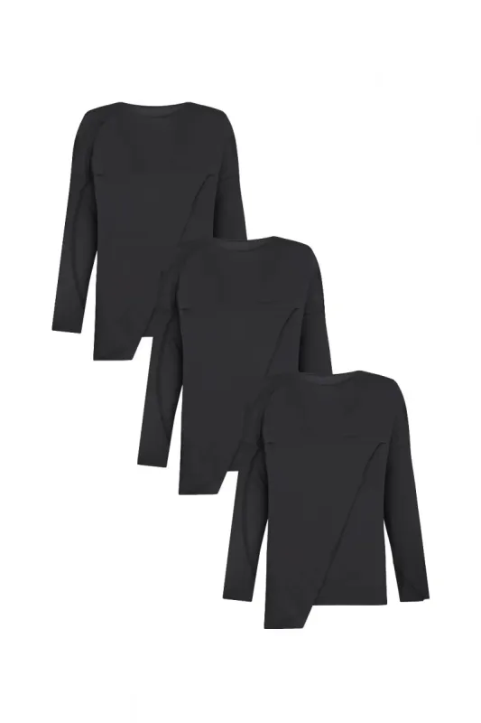 Bundle: 3x Black Long Sleeve T-shirt sold by MDNT:45
