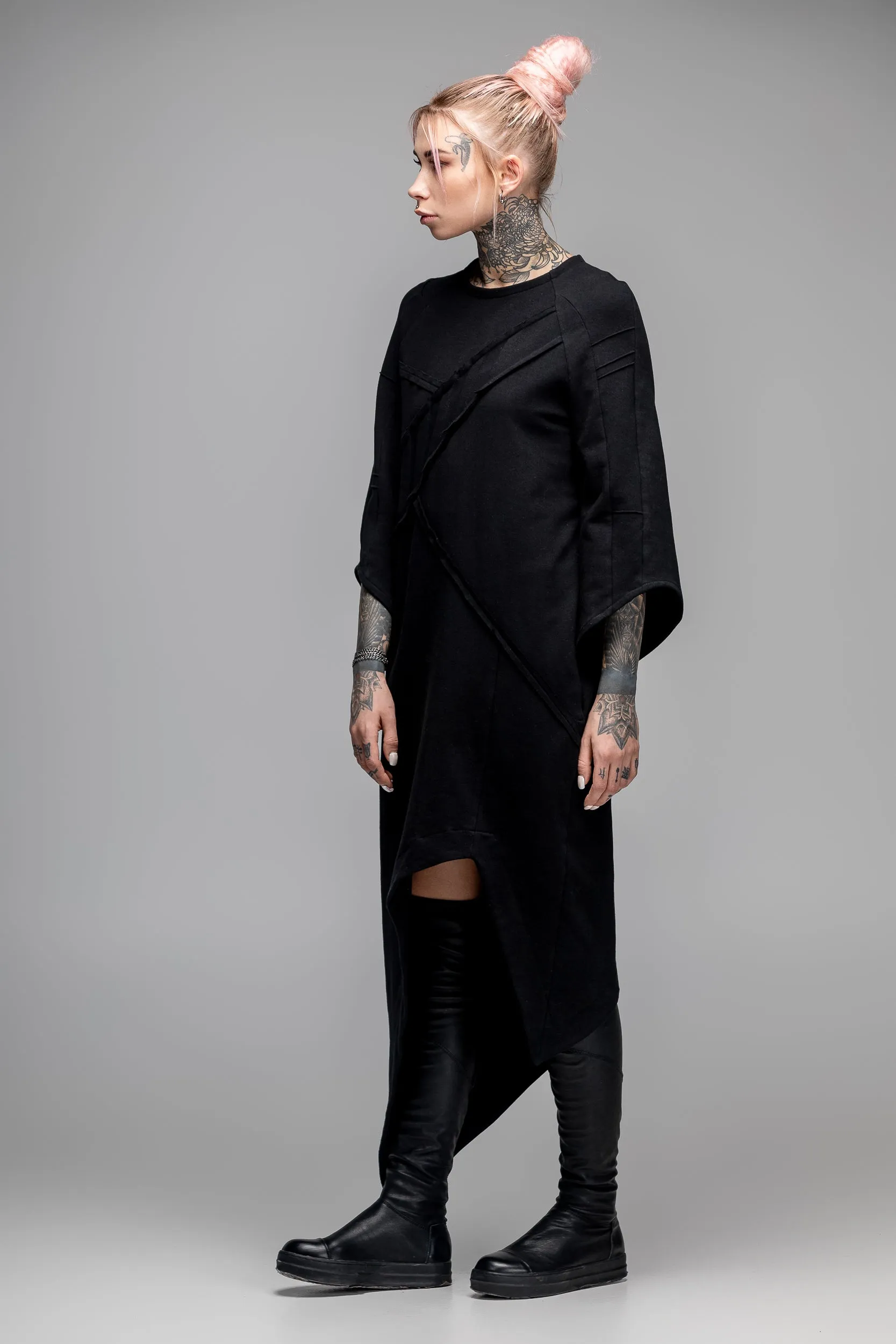 Asymmetric oversized black dress sold by MDNT:45 product image thumbnail 5