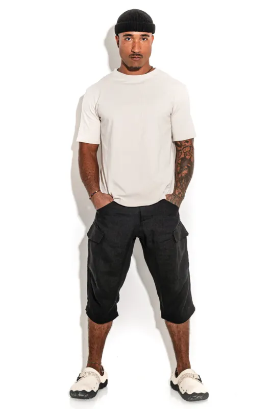 Beige Front line cotton T-shirt sold by MDNT:45