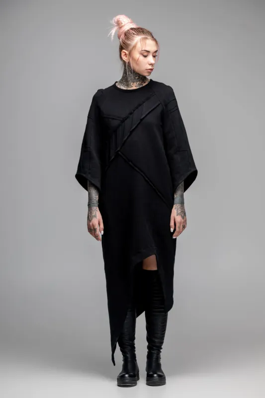 Asymmetric oversized black dress sold by MDNT:45