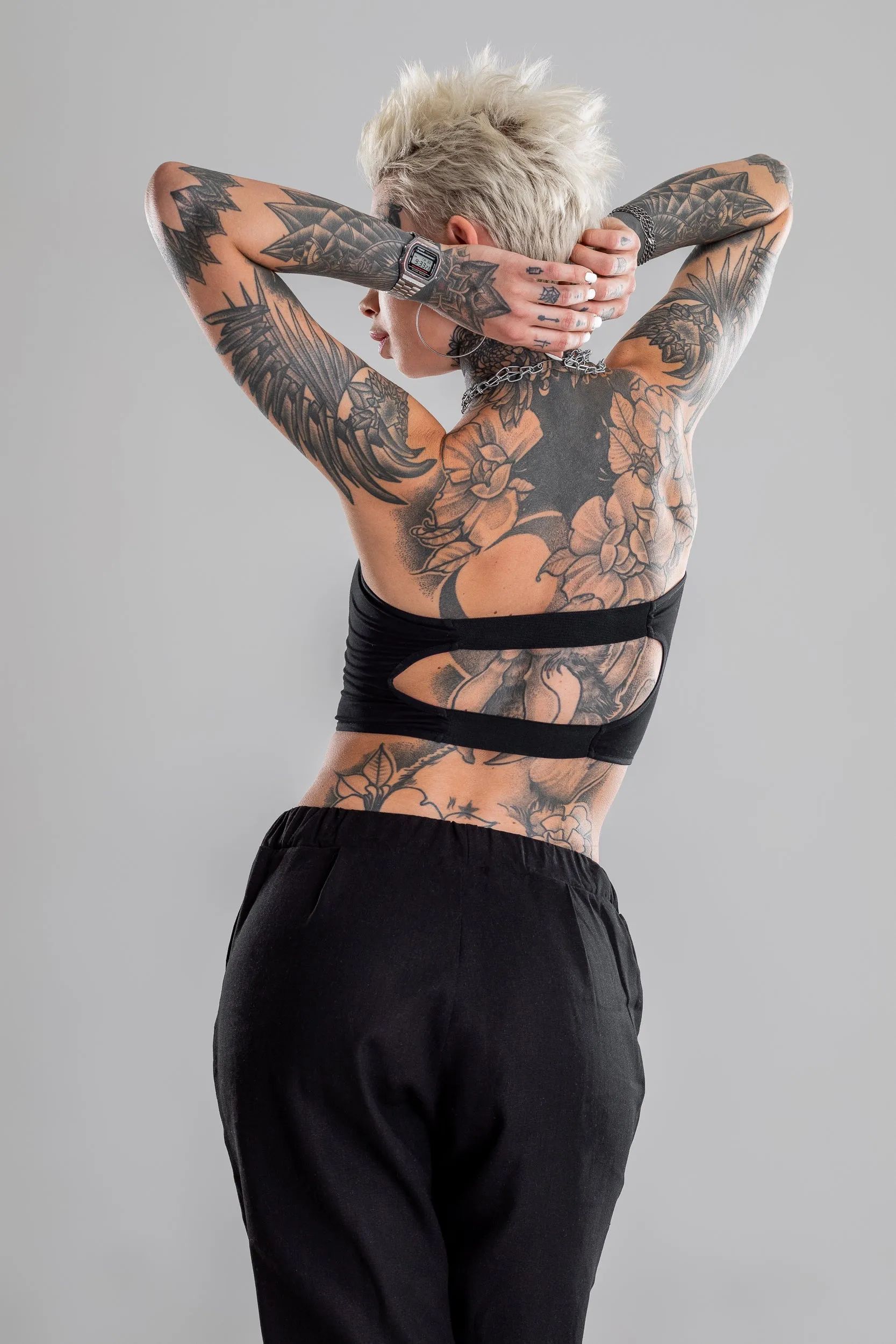 Black tube crop top sold by MDNT:45 product image thumbnail 2