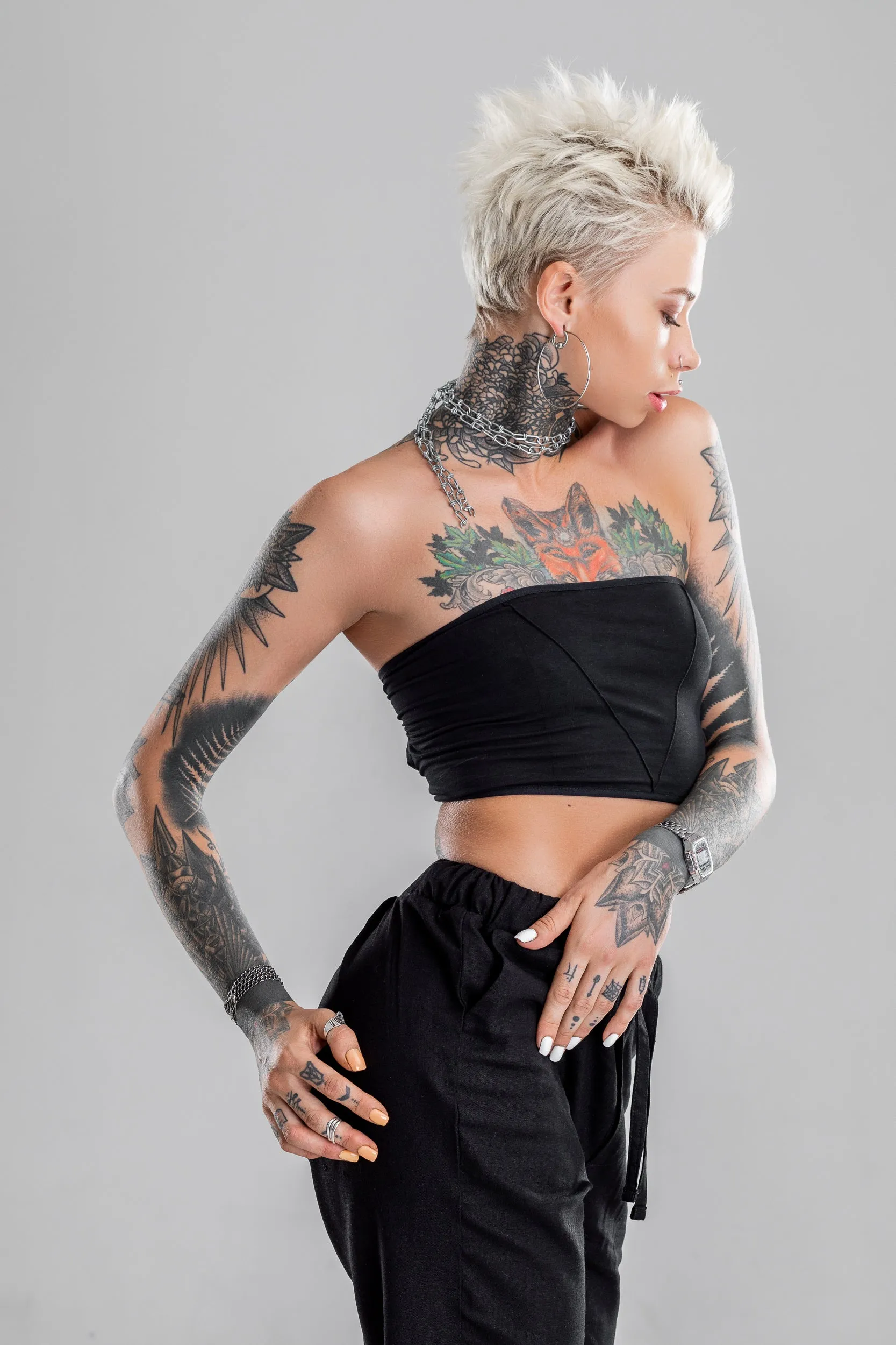 Black tube crop top sold by MDNT:45 product image thumbnail 3