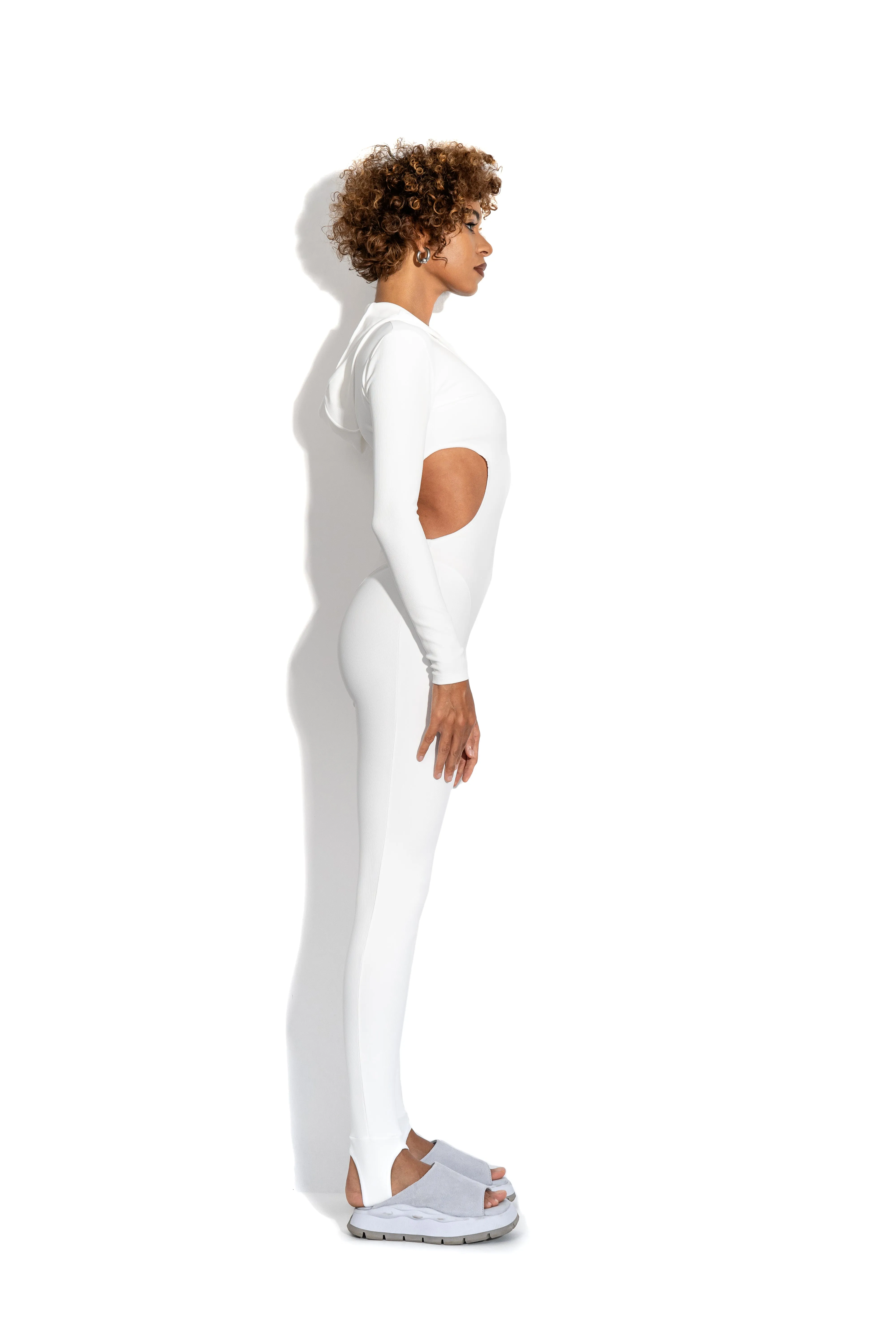 White cutout hooded bodysuit sold by MDNT:45 product image thumbnail 2