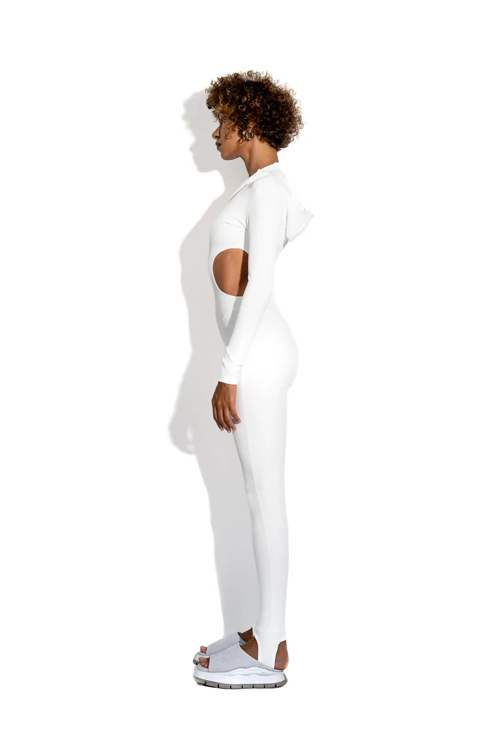 White cutout hooded bodysuit sold by MDNT:45 product image thumbnail 5