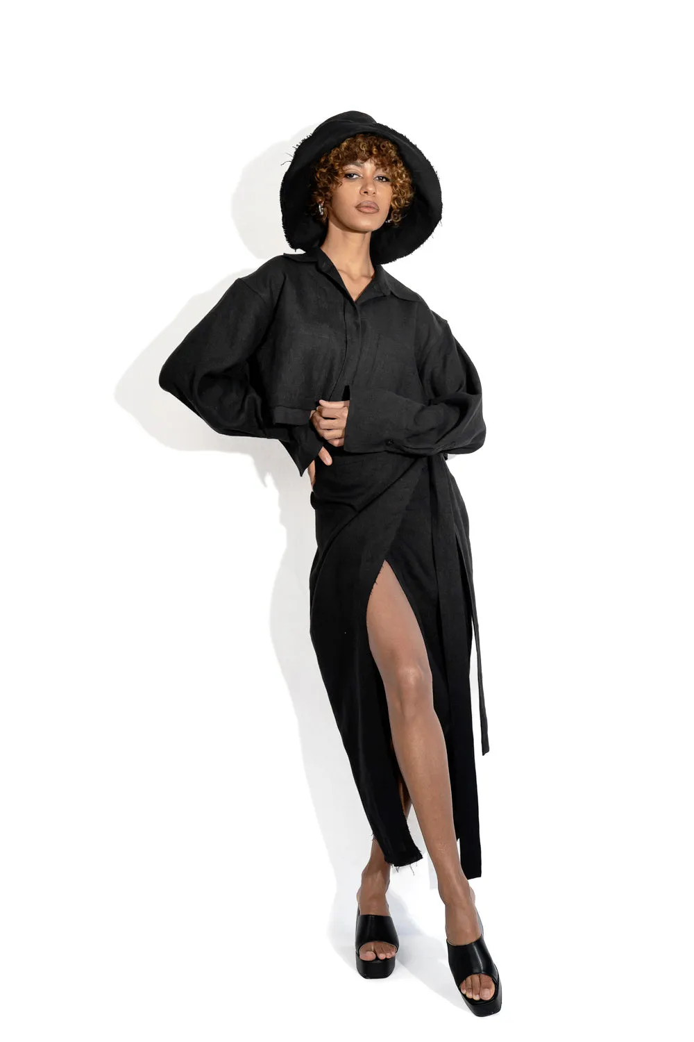 Linen wrap skirt sold by MDNT:45 product image thumbnail 3