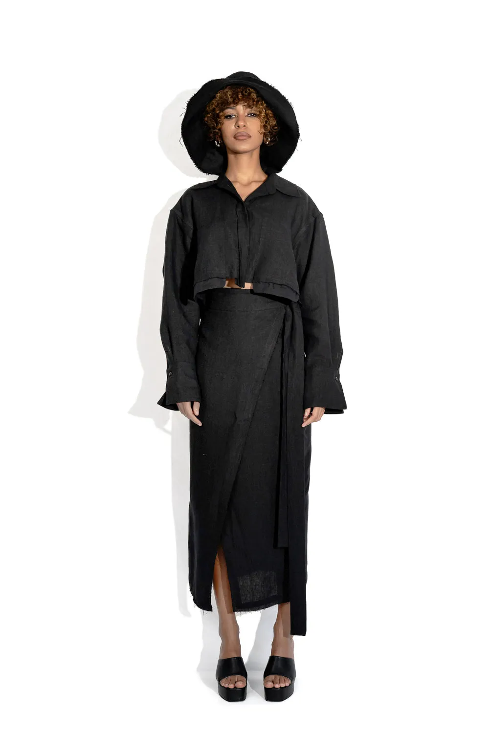 Linen wrap skirt sold by MDNT:45