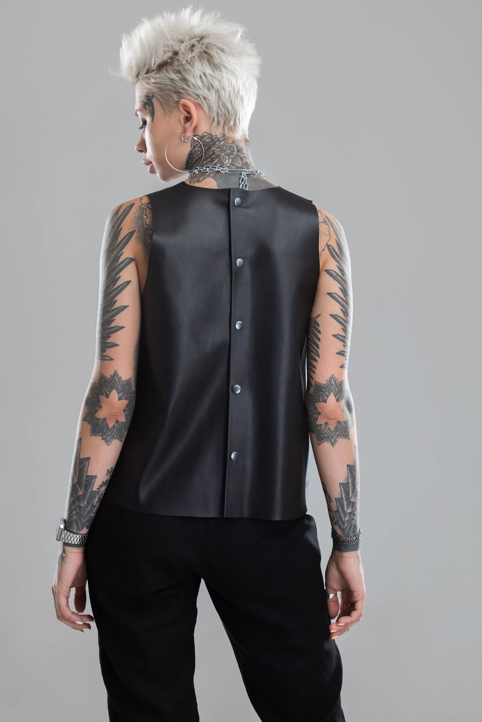 Faux leather flowy top sold by MDNT:45 product image thumbnail 2