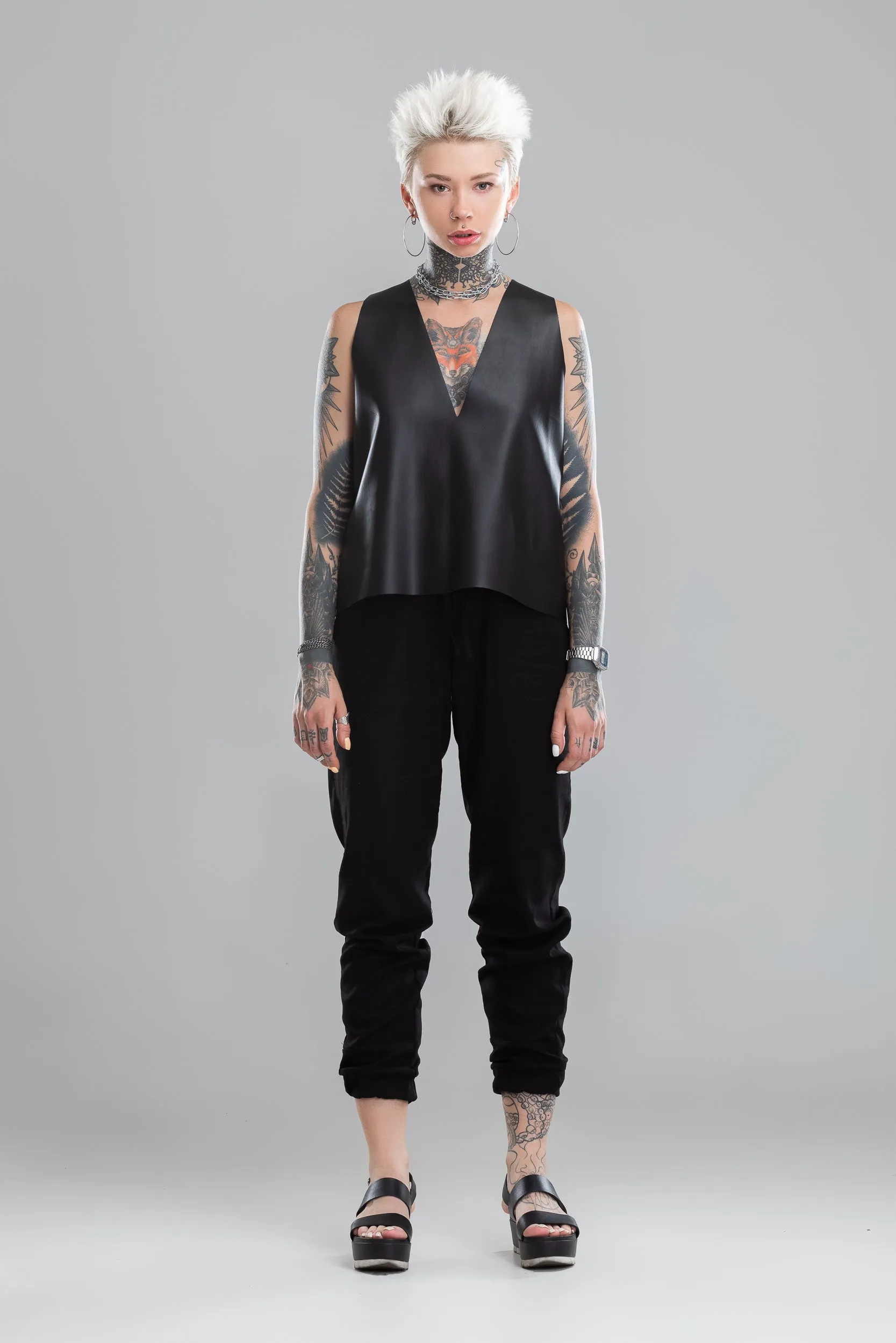 Faux leather flowy top sold by MDNT:45 product image thumbnail 5
