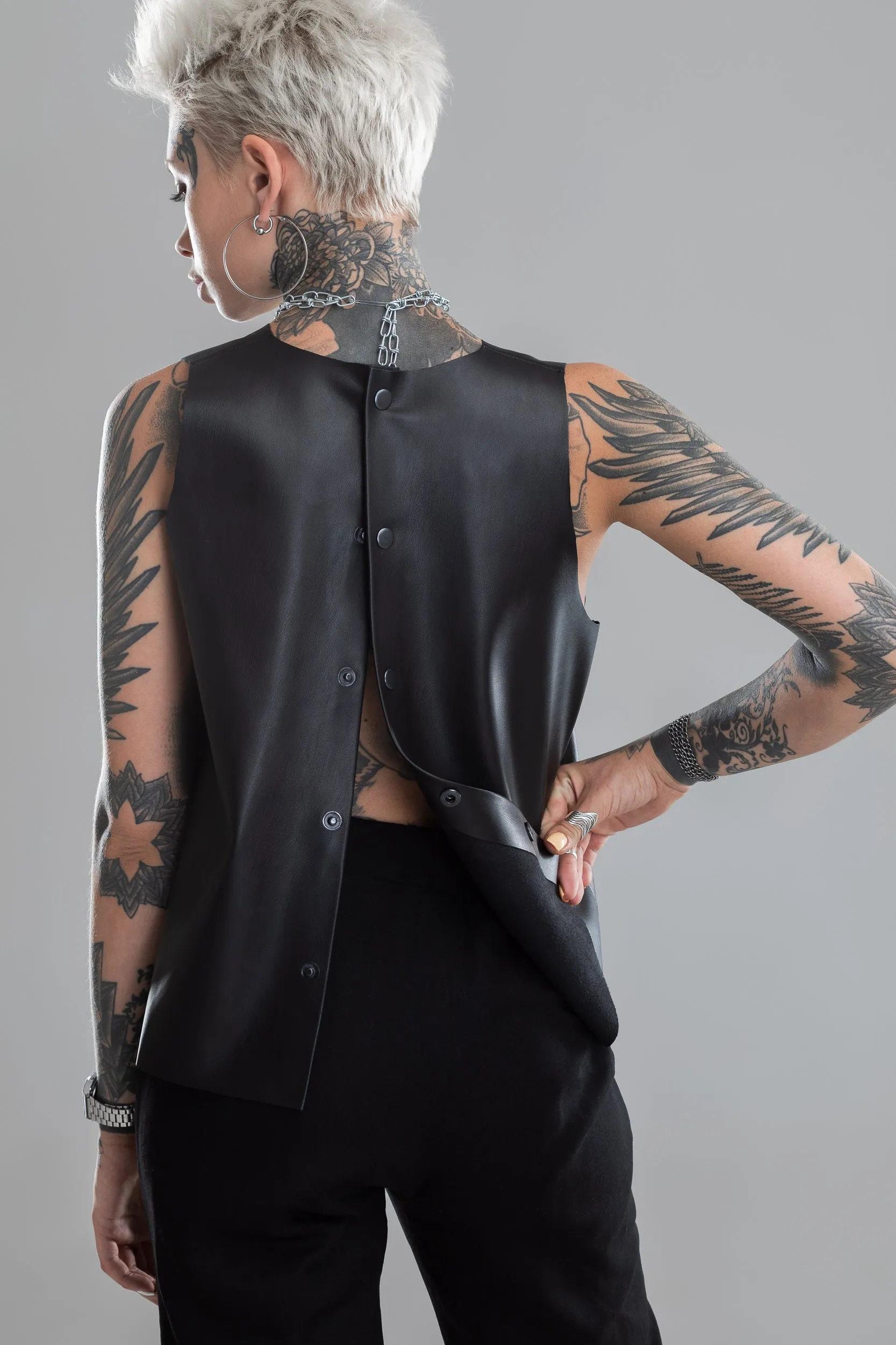 Faux leather flowy top sold by MDNT:45 product image thumbnail 3