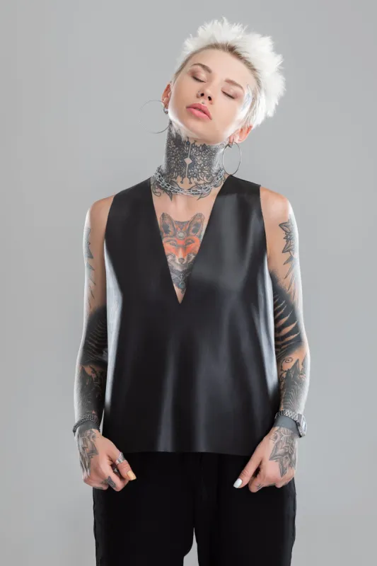 Faux leather flowy top sold by MDNT:45