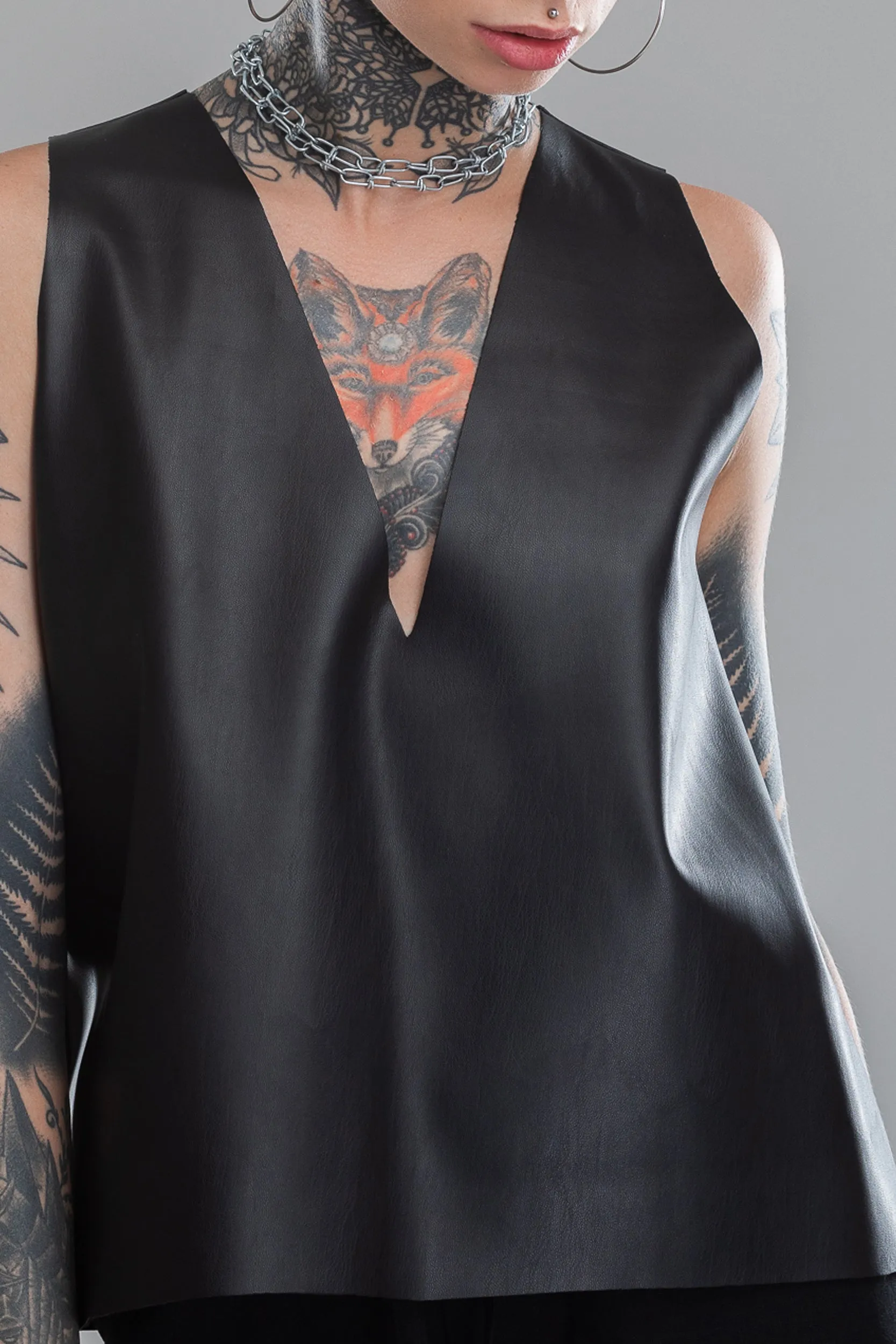 Faux leather flowy top sold by MDNT:45 product image thumbnail 4