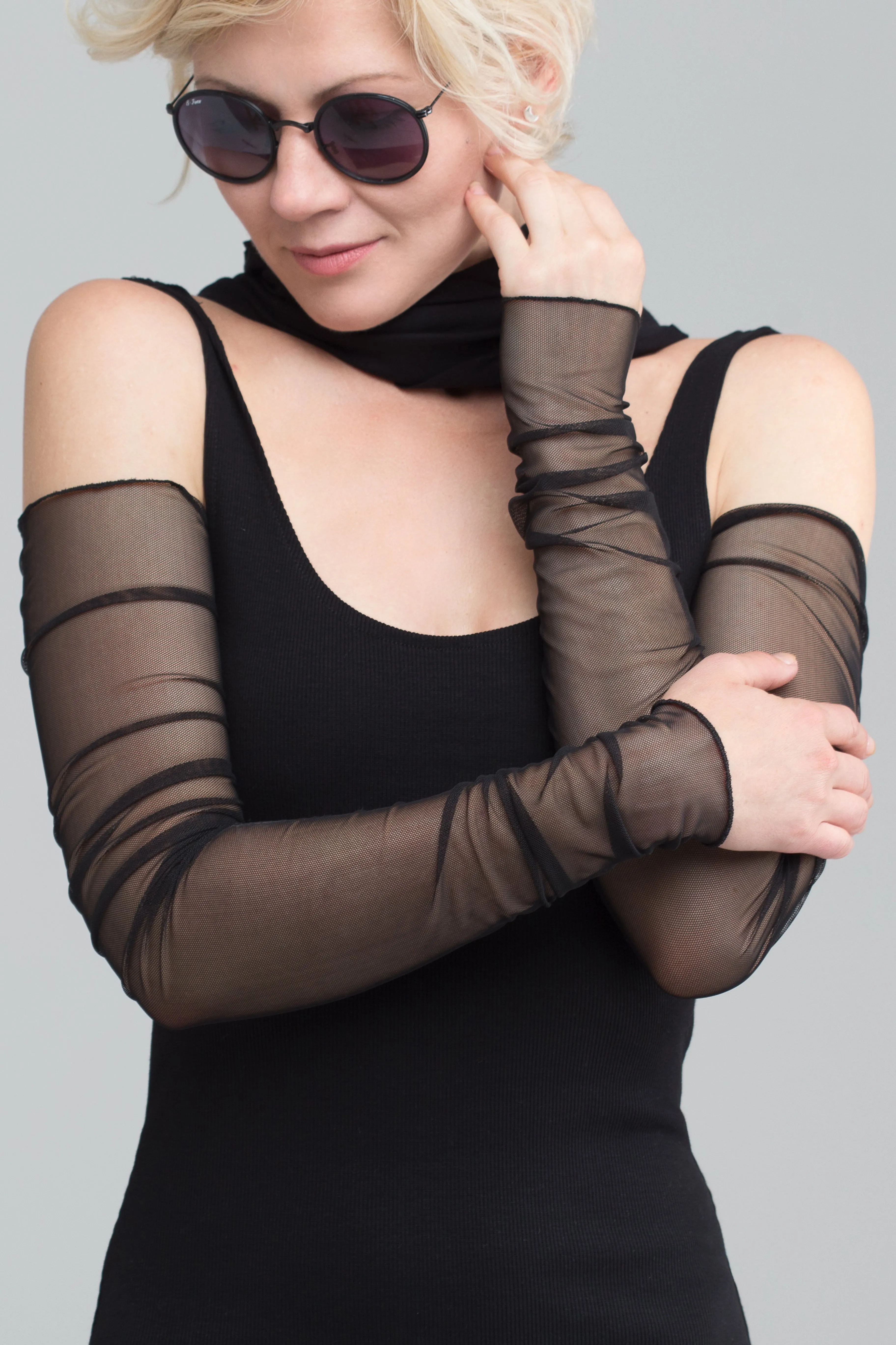 Long mesh fingerless gloves sold by MDNT:45
