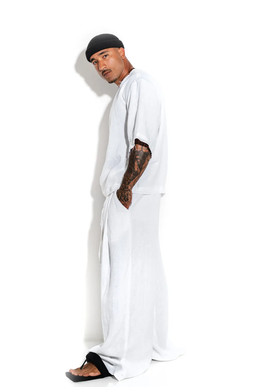 Super wide-leg linen pants sold by MDNT:45 product image thumbnail 4