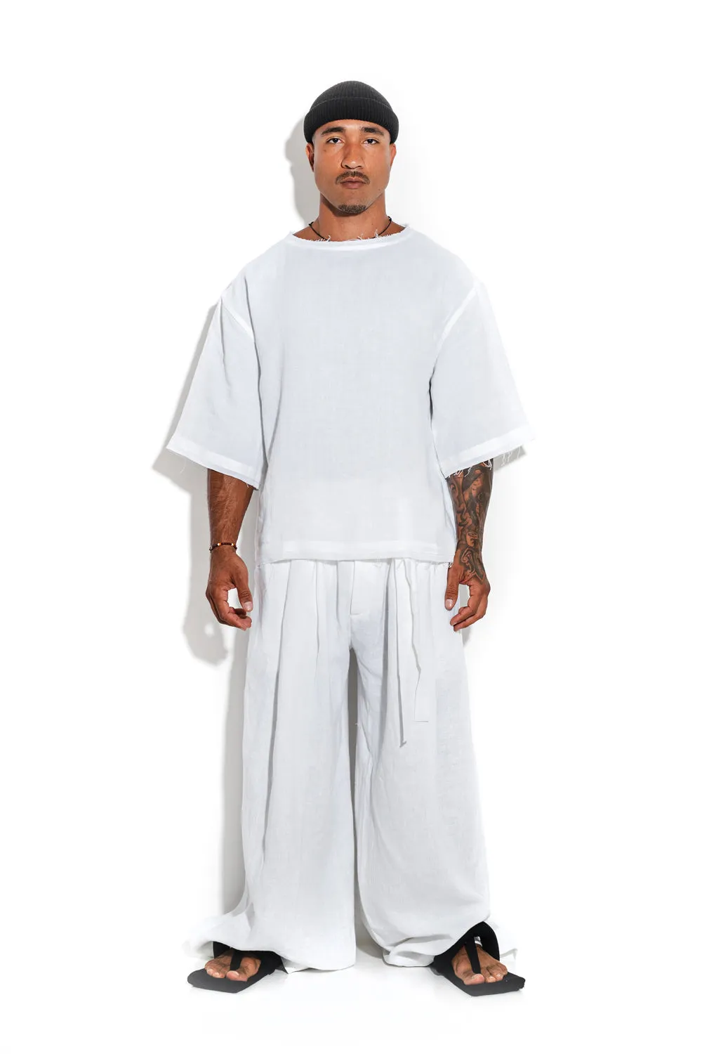 Super wide-leg linen pants sold by MDNT:45 product image thumbnail 3