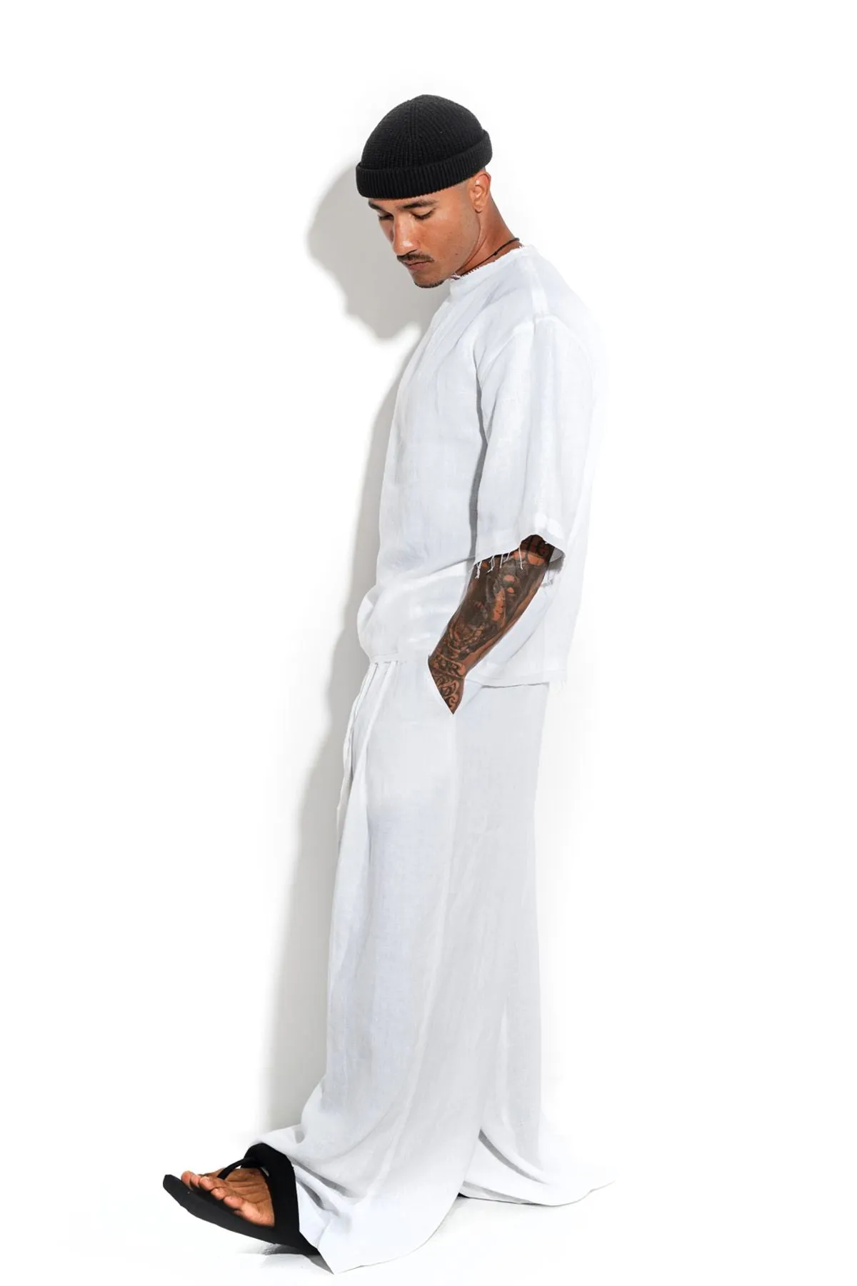 Super wide-leg linen pants sold by MDNT:45 product image thumbnail 2