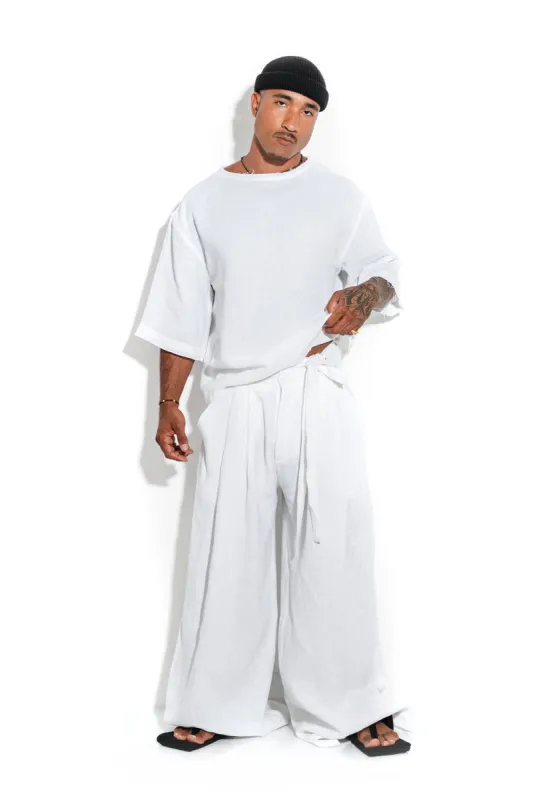 Super wide-leg linen pants sold by MDNT:45