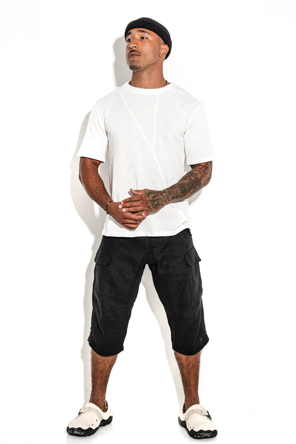 White Front line cotton T-shirt sold by MDNT:45
